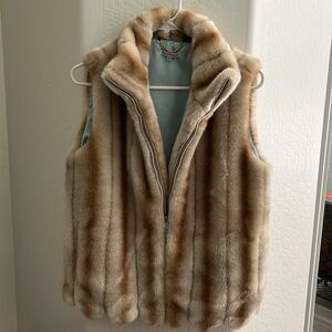 Frances Valentine striped faux fur vest